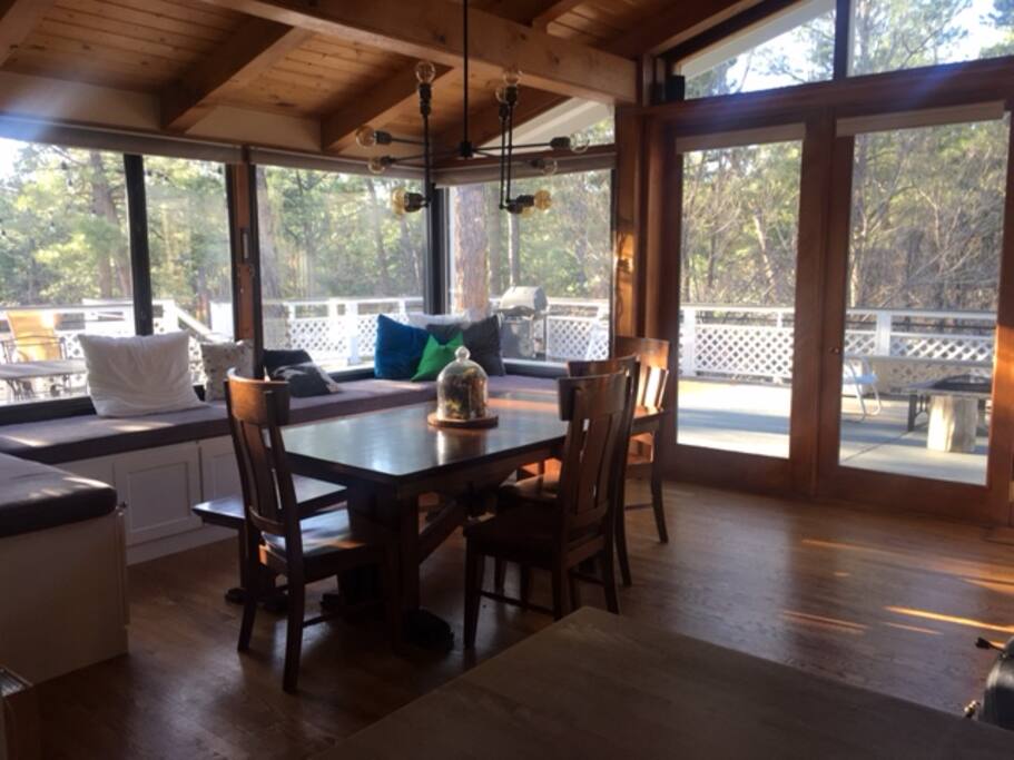 Eating area with view of deck