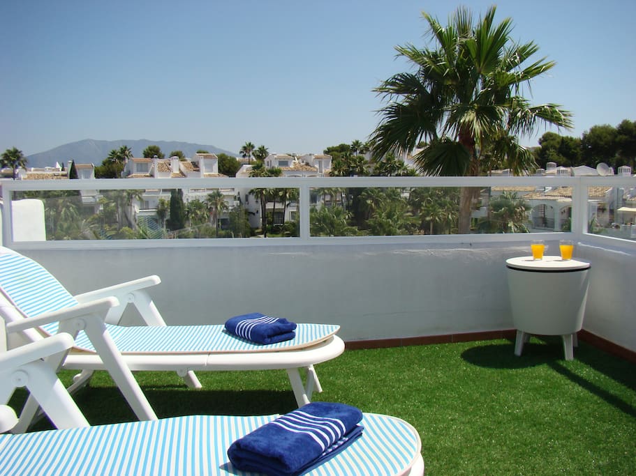 Enjoy the sun on the loungers all day long!