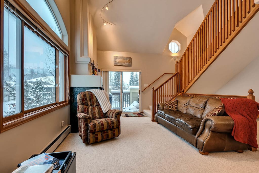 Dining room flows into living room.