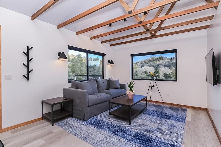 Living Room with views for miles and National Geographic telescope