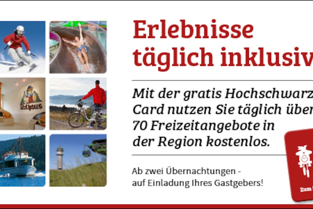 Hochschwarzwald Card- ab 2017 über 100 Aktivitäten inclusive!
