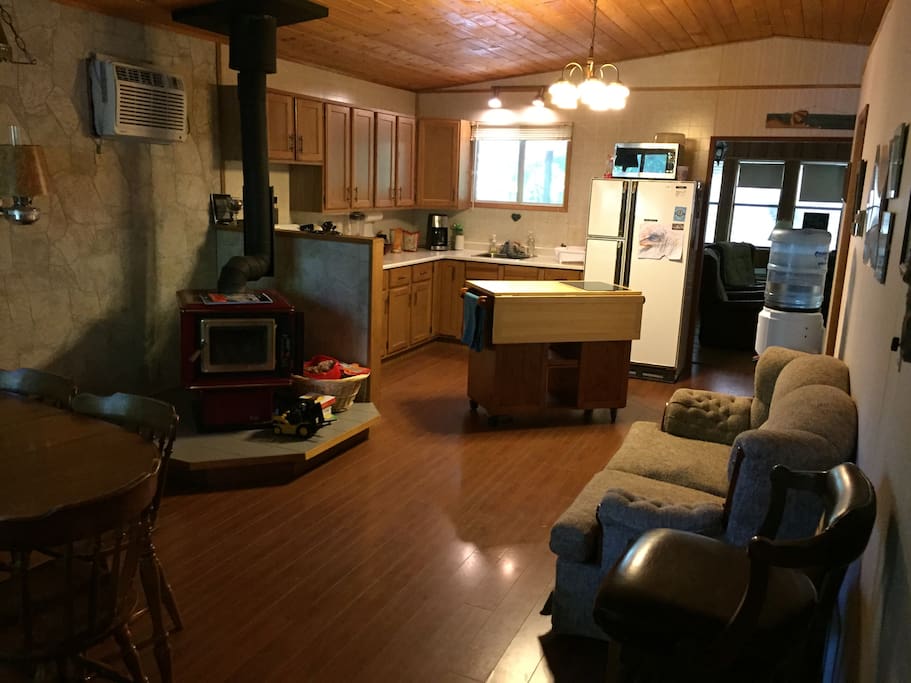 Living room, dining room, kitchen