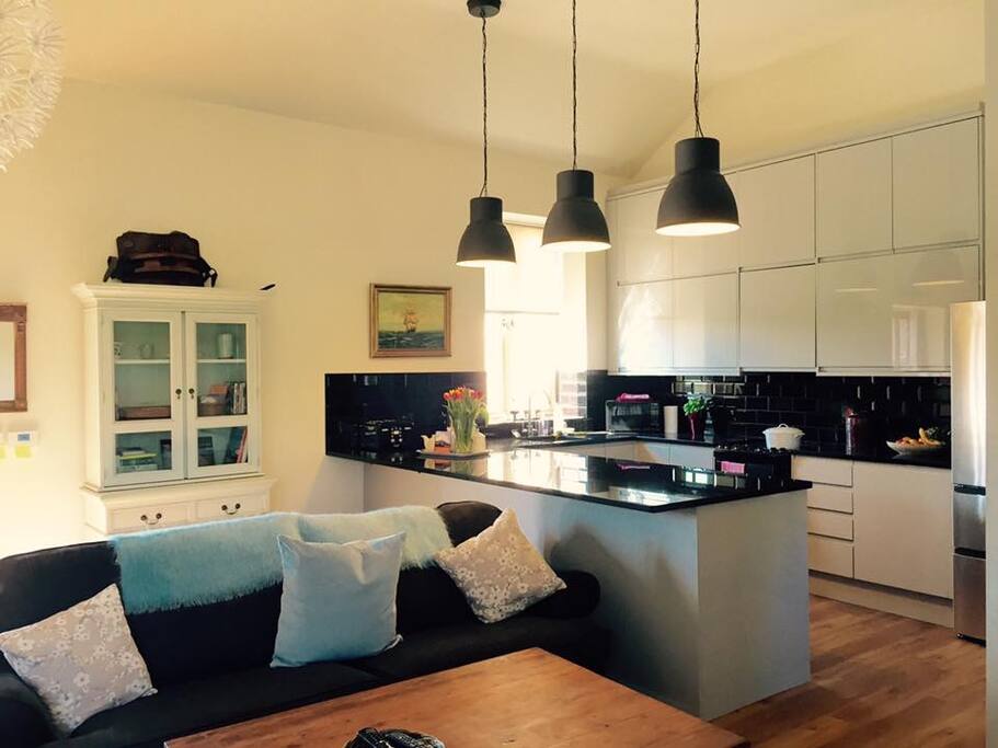 Open plan sitting dining kitchen very spacious and light.