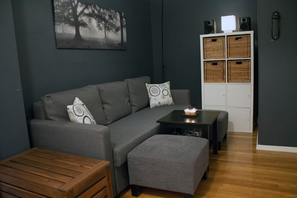 Couch easily pulls out to a double sized bed
