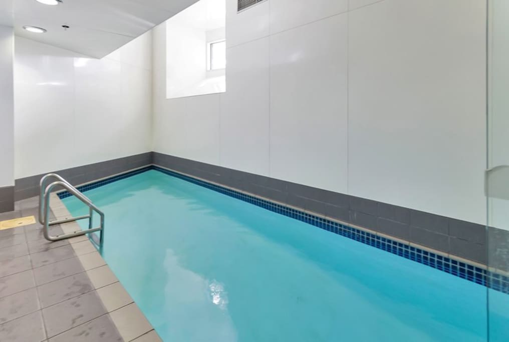 The pool inside the building