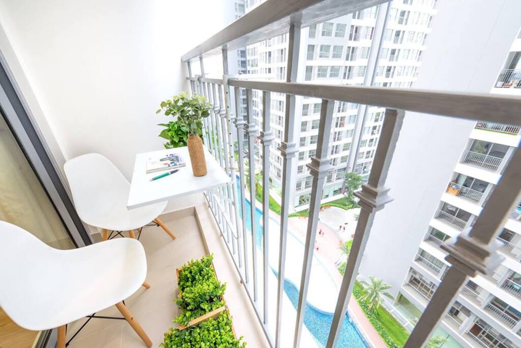 great pool view from the balcony. You also can enjoy a book while drinking a tea or coffee here!