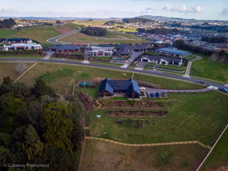 Aerial view of our property on the outskirts of Pukekohe