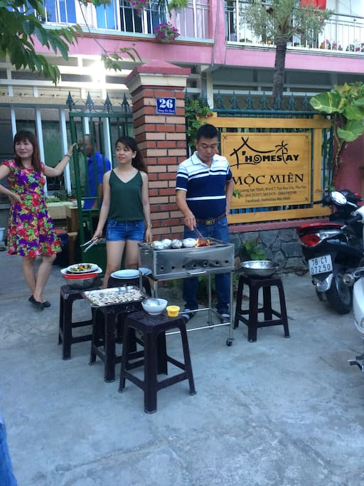 BBQ party in front of the house