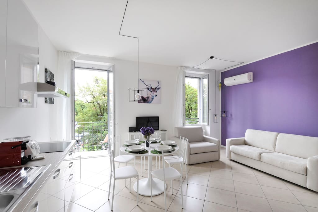 living room with a dining table