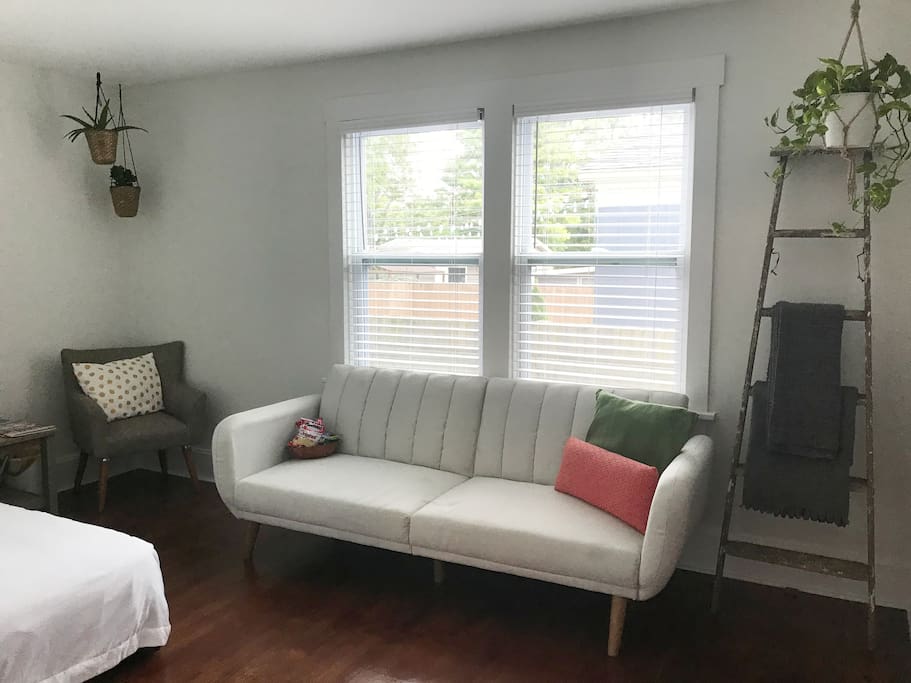 Plenty of space in the guest room for lounging and hanging out!