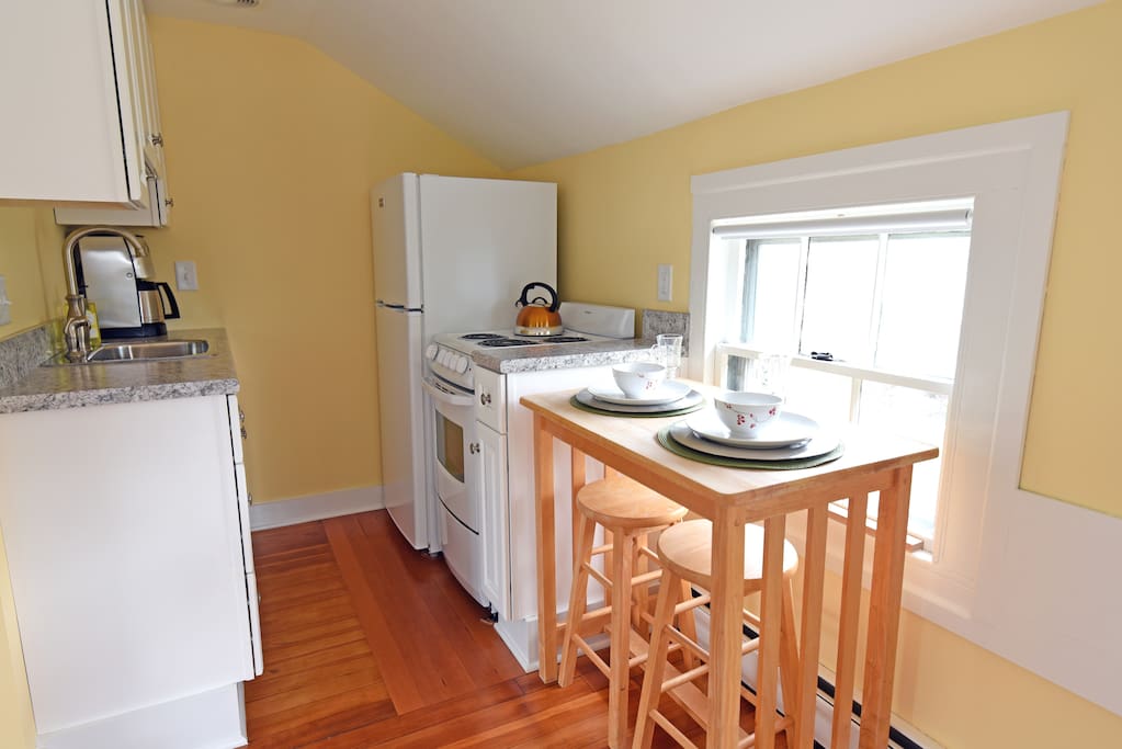 Kitchen and seating for two