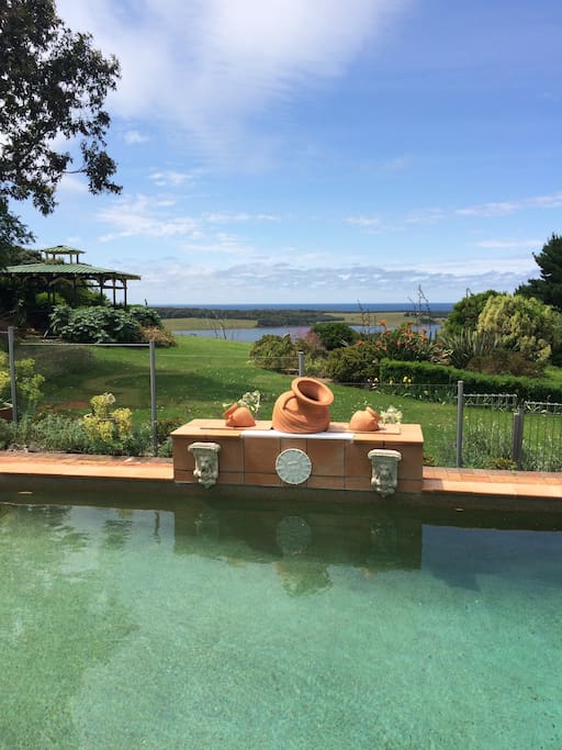Take a dip in the saltwater solar heated pool