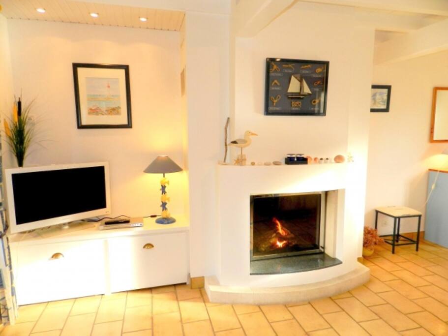 salon - cheminée - coin TV