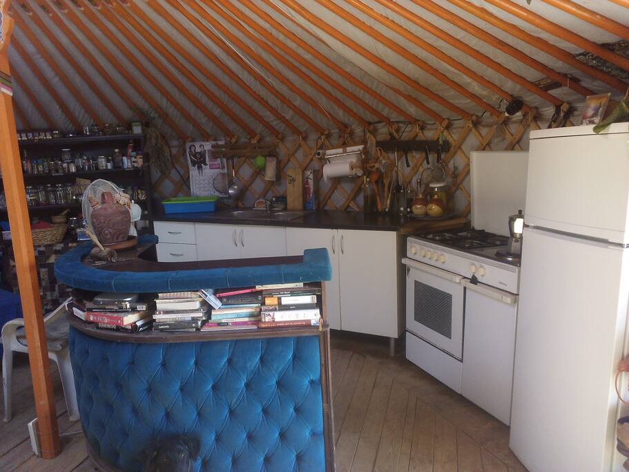 Cocina/salón yurta 1 espacio compartido