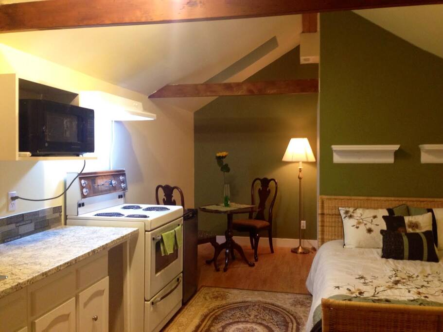 Full galley kitchen designed for light cooking