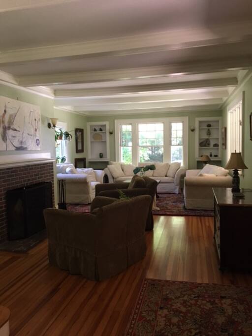 living room with working fire place