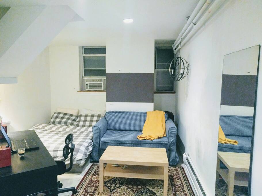 Bed, couch and working desk
