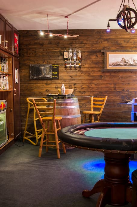 Bar, Poker, Table-Football table etc in the Mystery Room