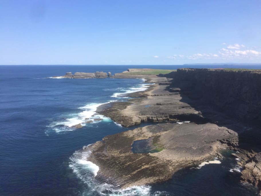 2 miles to the Cliffs of Baltard and Riley's wave, Ireland's spectacular surf spot