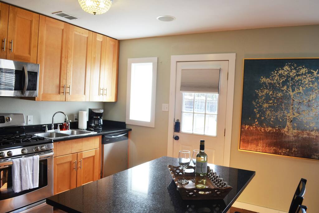 Enjoy coffee with a selection of creamers and filtered water