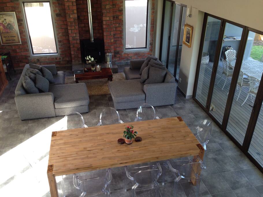 Easy flow from indoors onto courtyard and garden.