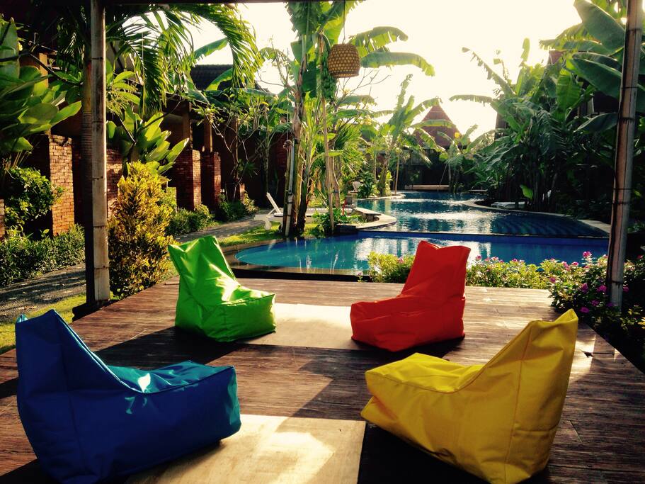 Garden relax area view from the kids pool