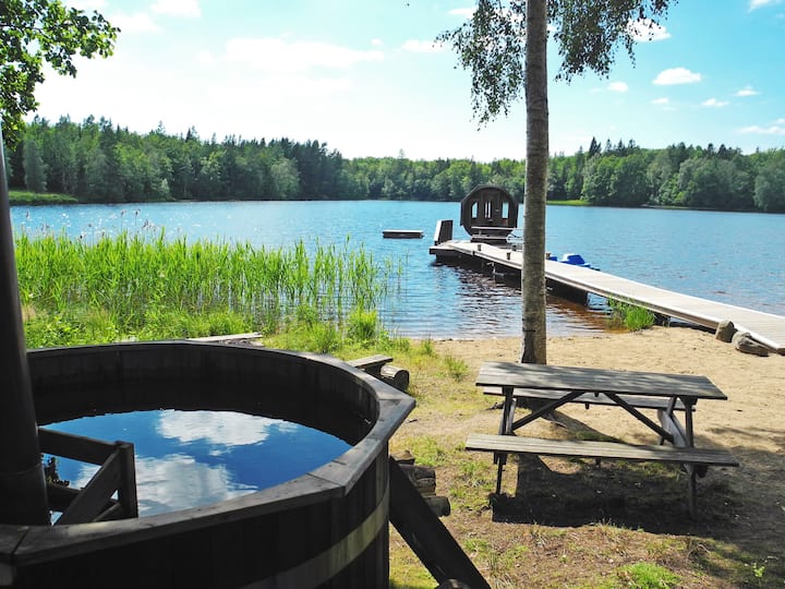 Private beach with spa experience and cozy cabins