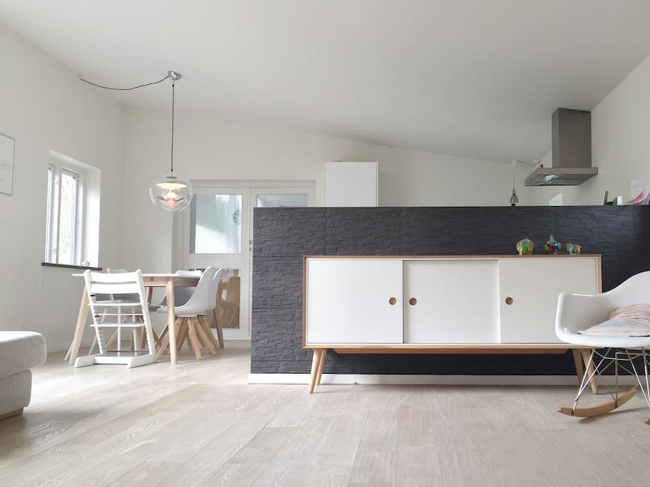 Livingroom and kitchen.