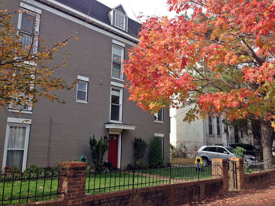 The apartment is the ground floor of our home with a separate entrance around the right corner in this photo. The yard is great for playing and relaxing