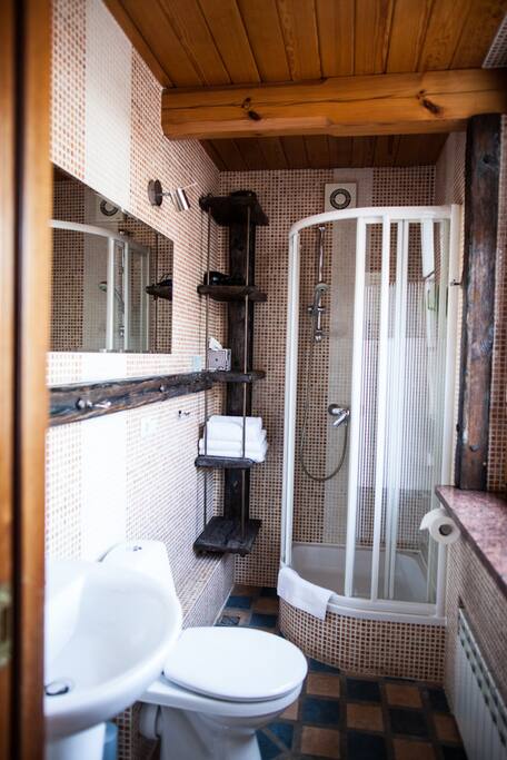 Bathroom with shower.