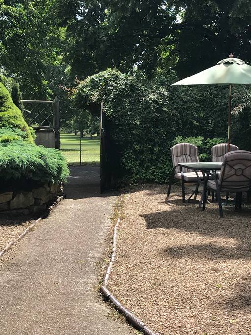 Front garden which leads directly onto Town Fields Park
