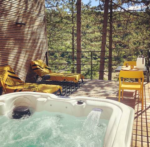 Luxury cabin with private spa in the heart of nature