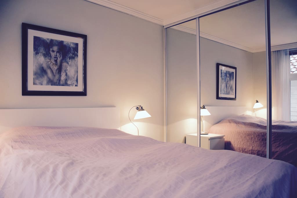 Bedroom 1 - sleeps two. 140 cm double bed with high quality mattress and ”tempur” top mattress.
