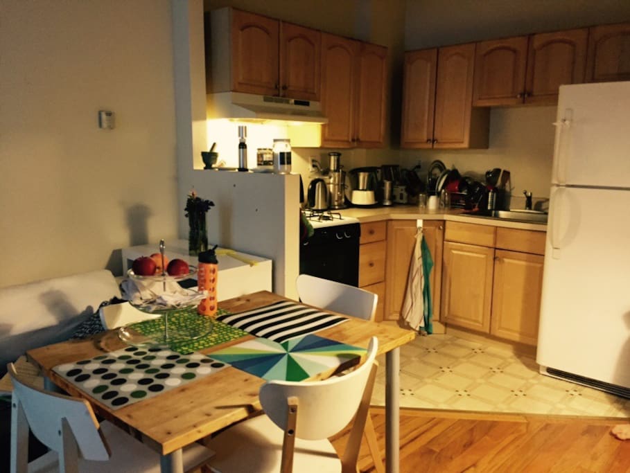 Dining space and kitchen