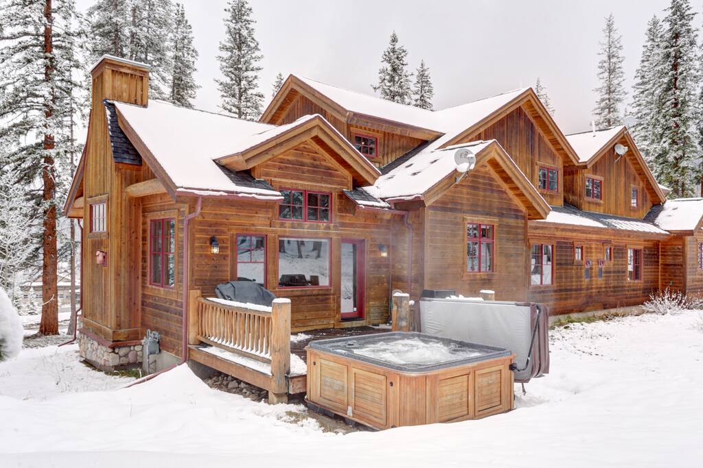 Back of Townhome with Deck and Hot Tub