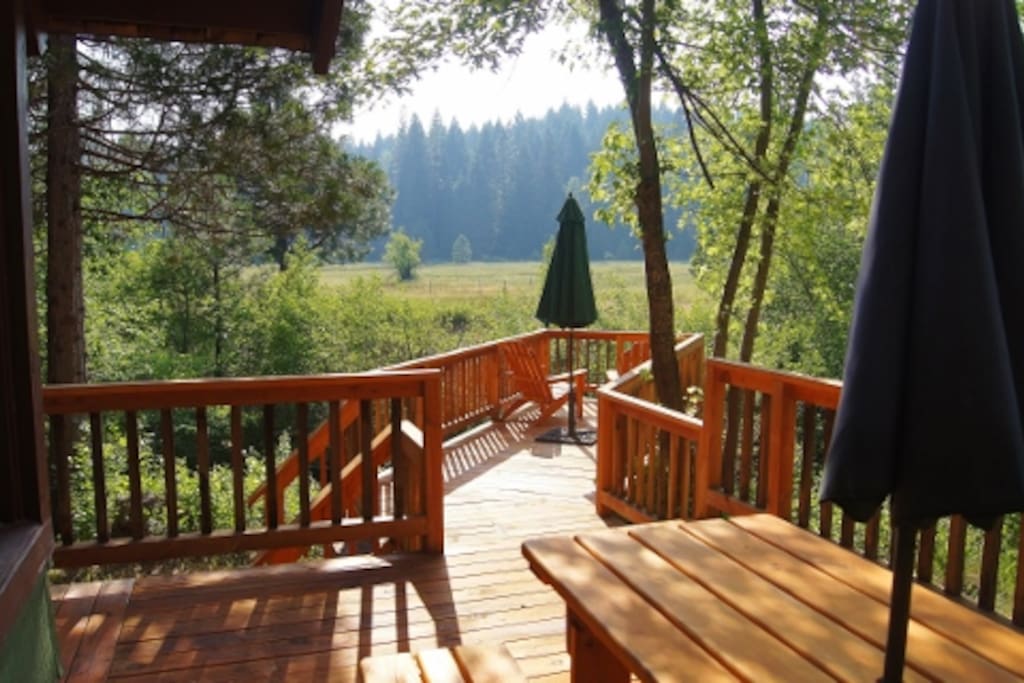 View from the deck to the meadow across Squaw Creek