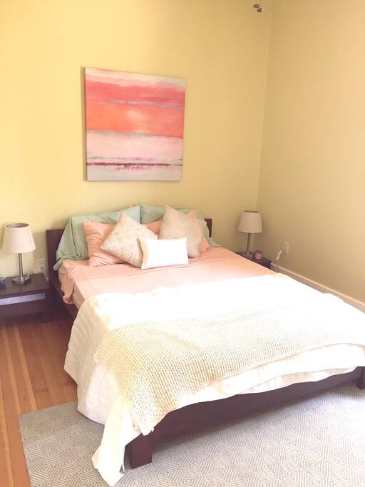 Master bedroom with queen sized bed