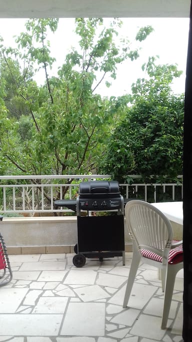 Outside grill on balcony
