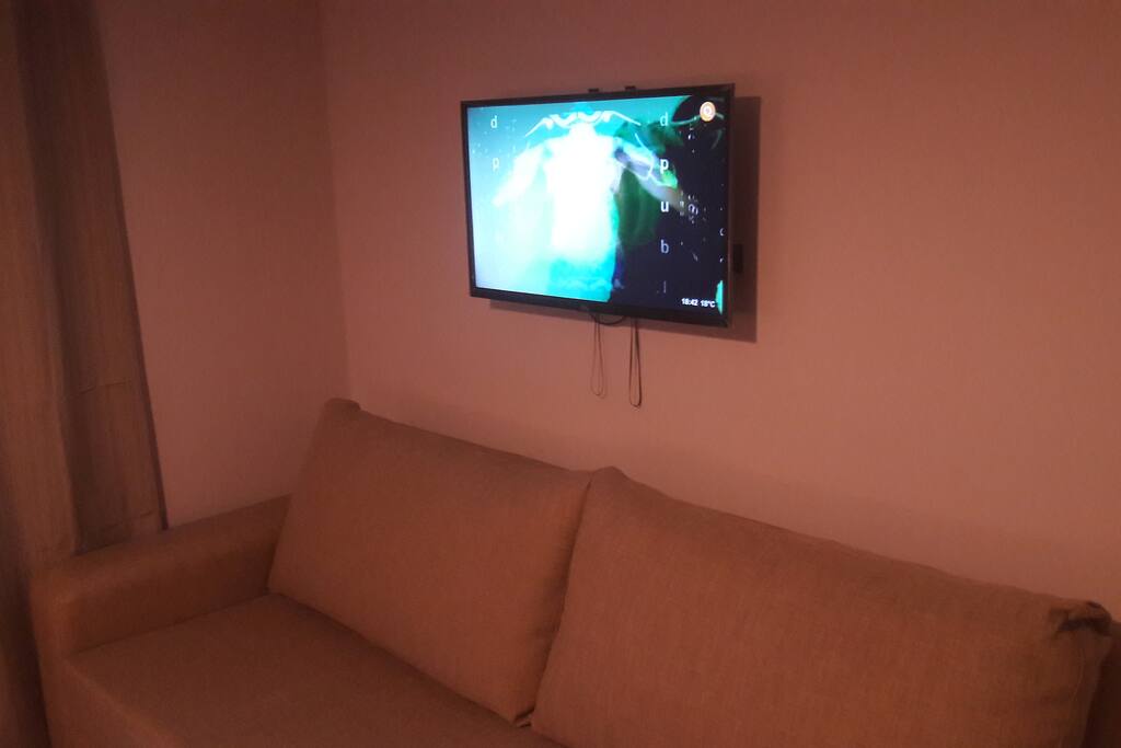 Sofá tamaño cama de una plaza, se incluye ropa de cama.