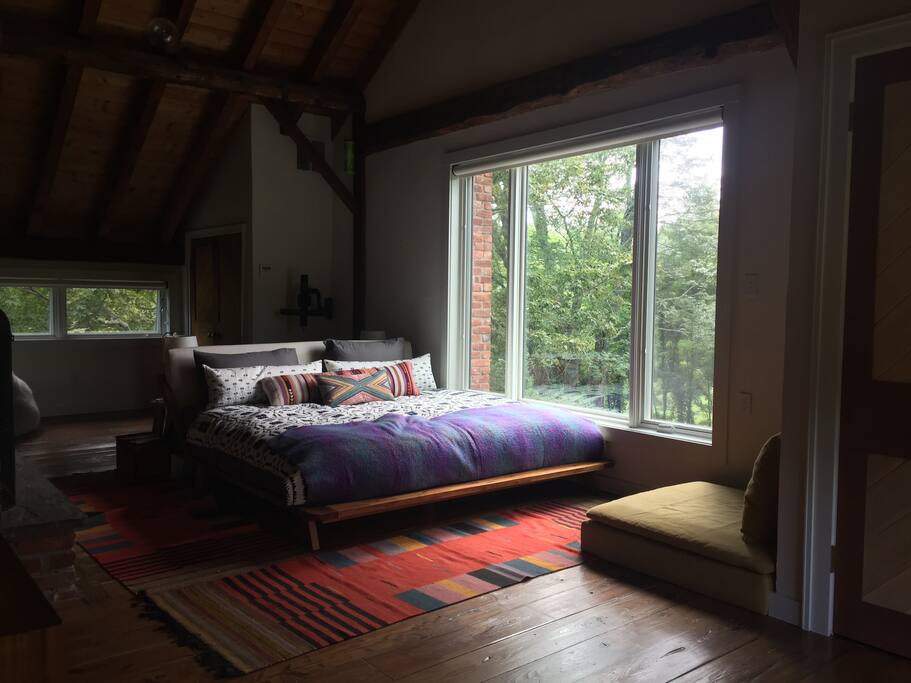 West Bedroom, king bed, bedside fireplace, exquisite views, flat screen TV with Netflix and Apple TV. All bedrooms have big windows and big views.