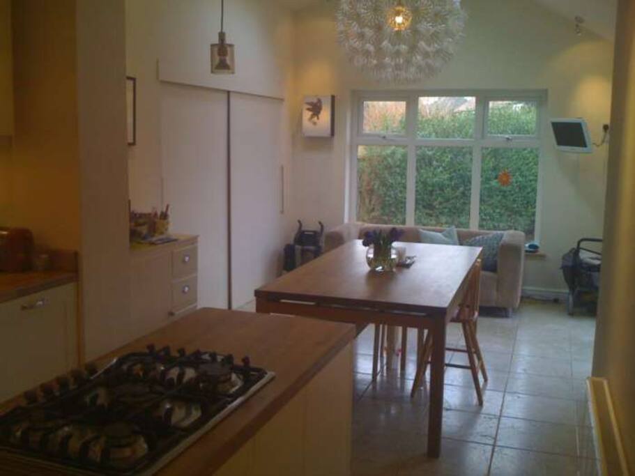 Kitchen and morning room looking on to garden