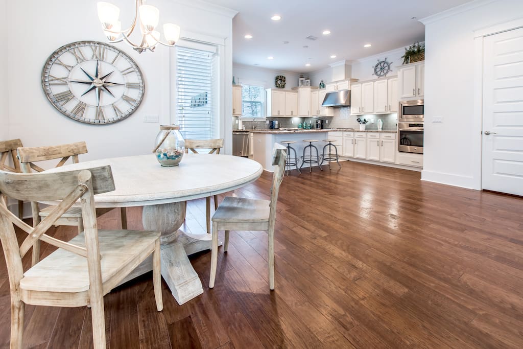 Gorgeous wood floors and look at the space