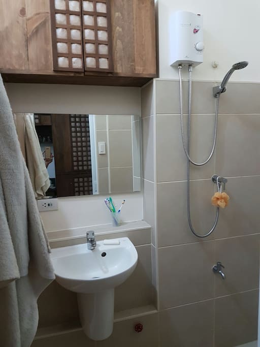 Bathroom with hot shower