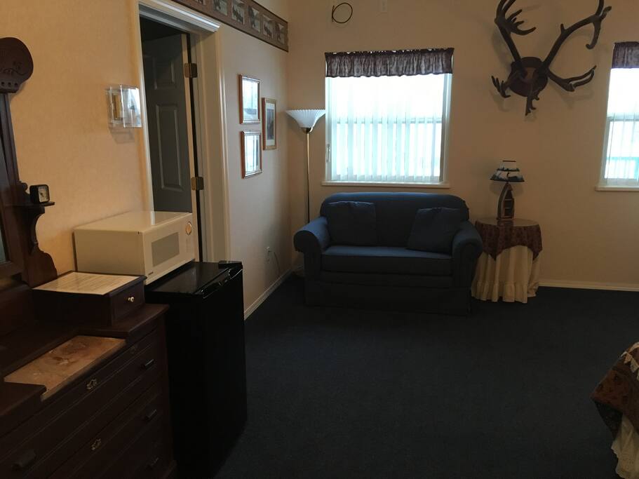 Love seat twin pullout bed in main bedroom