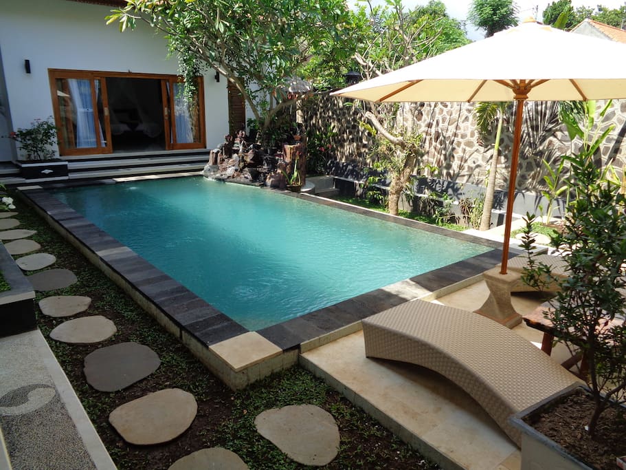 Pool with long chair area