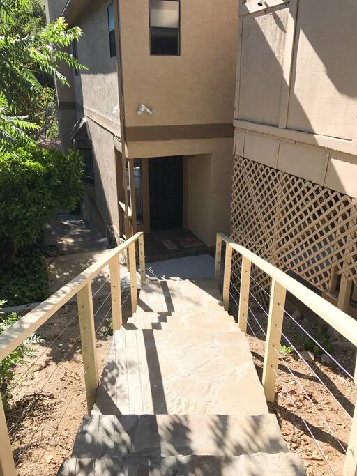 Stairs down to the main entrance