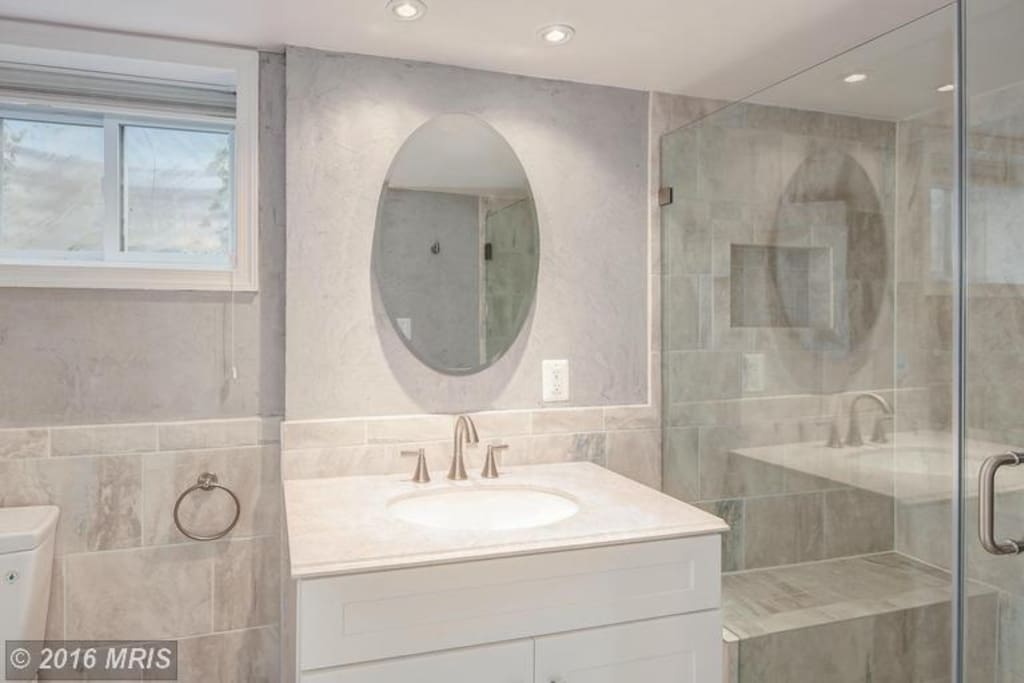 Your own large private bathroom with massaging shower jets