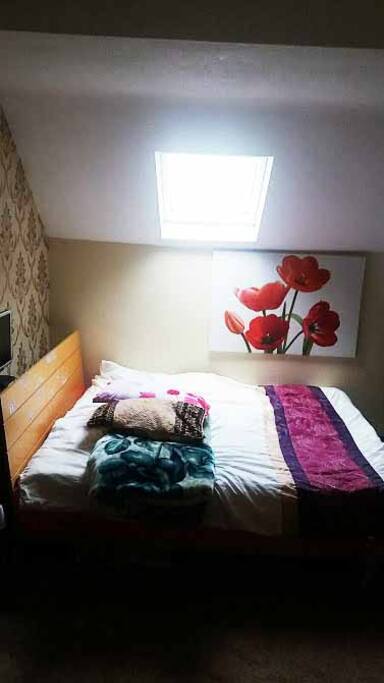 Pleasant bedding, towel and soap provided