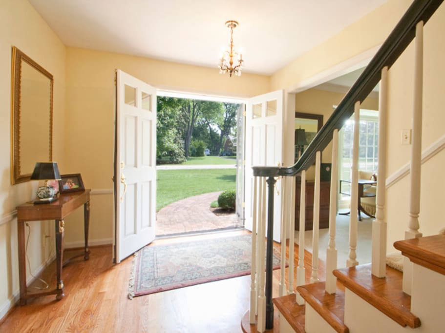 Light floods the entryway