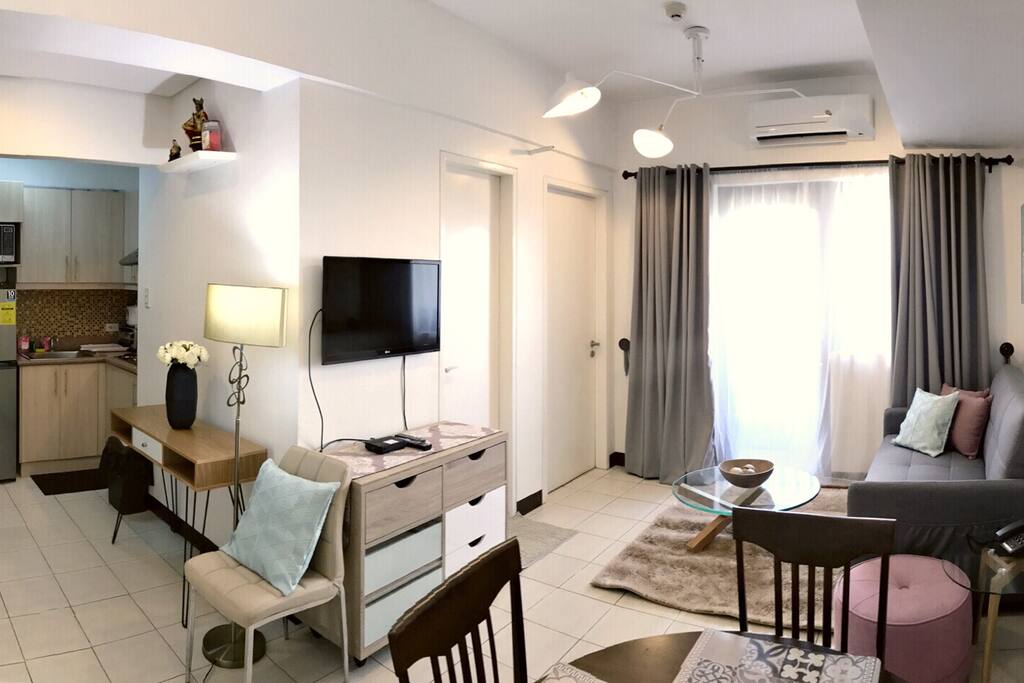 Kitchen and living room.